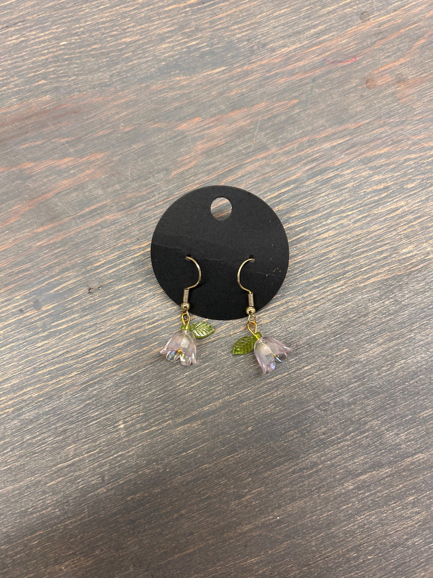 White iridescent floral earrings