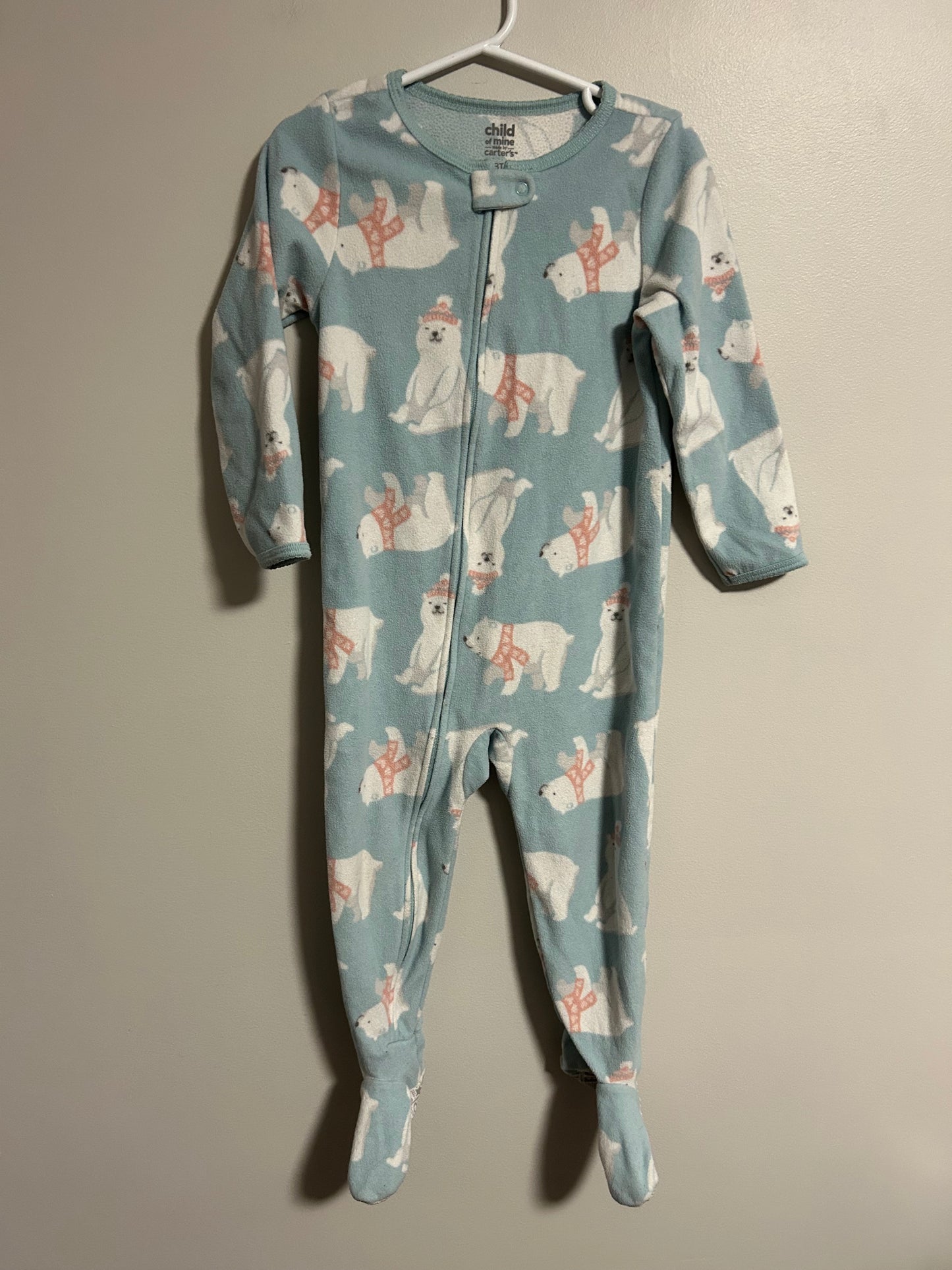 Carters 3t blue & grey polar bear sleeper set