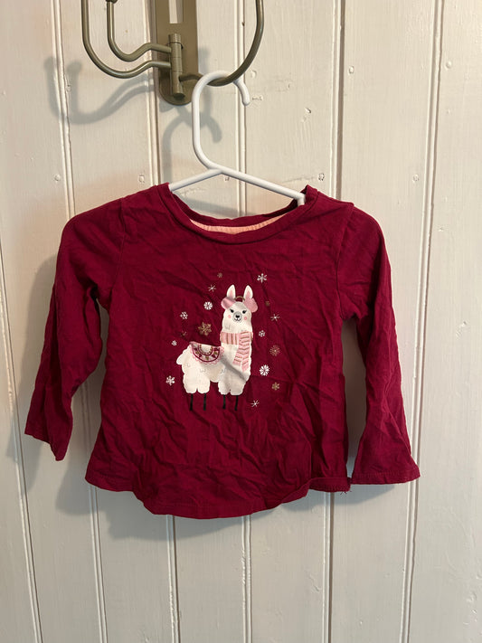 George 2t burgundy llama long sleeve top