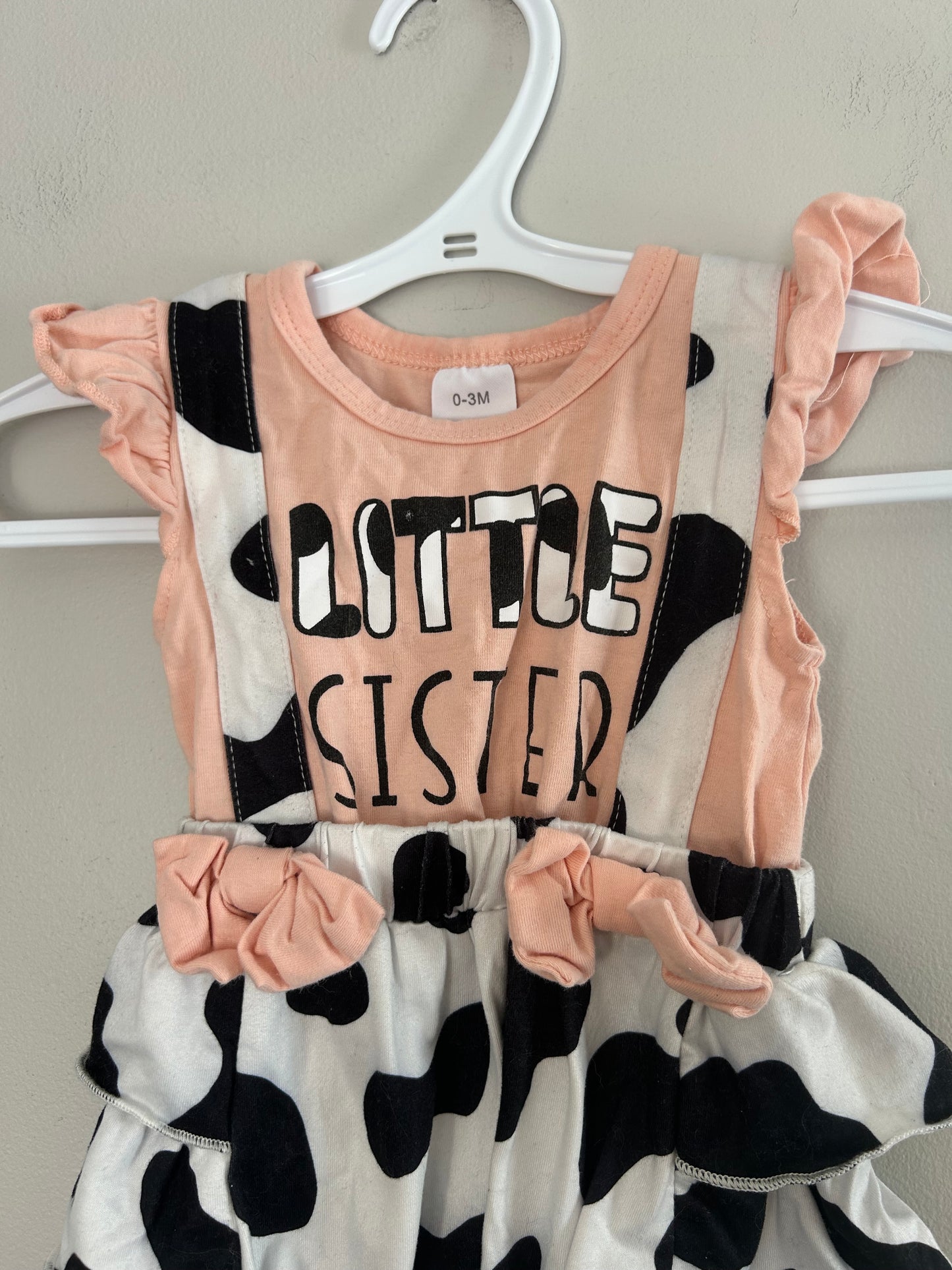 0/3m little sister cow romper