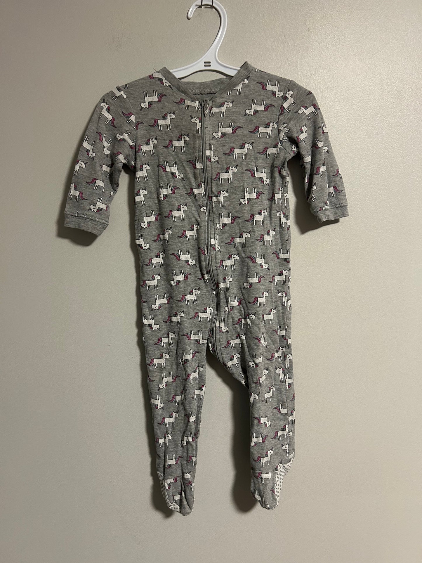 George 12/18m grey unicorn zip up sleeper