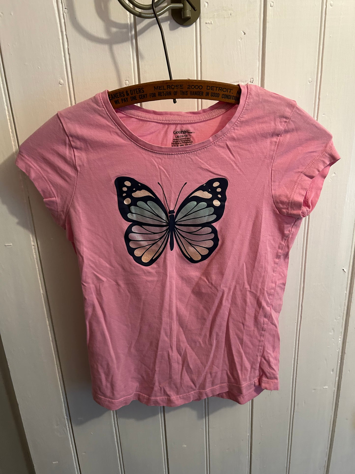 George girls 10/12 pink butterfly tshirt