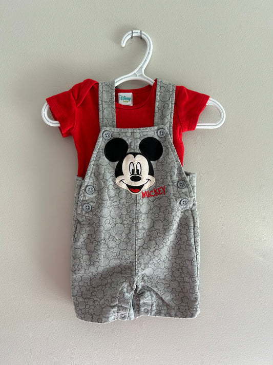 Disney 3m red & grey Mickey overalls set
