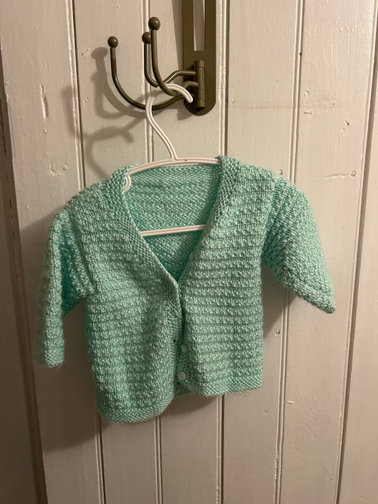 Handmade 12m teal knit cardigan