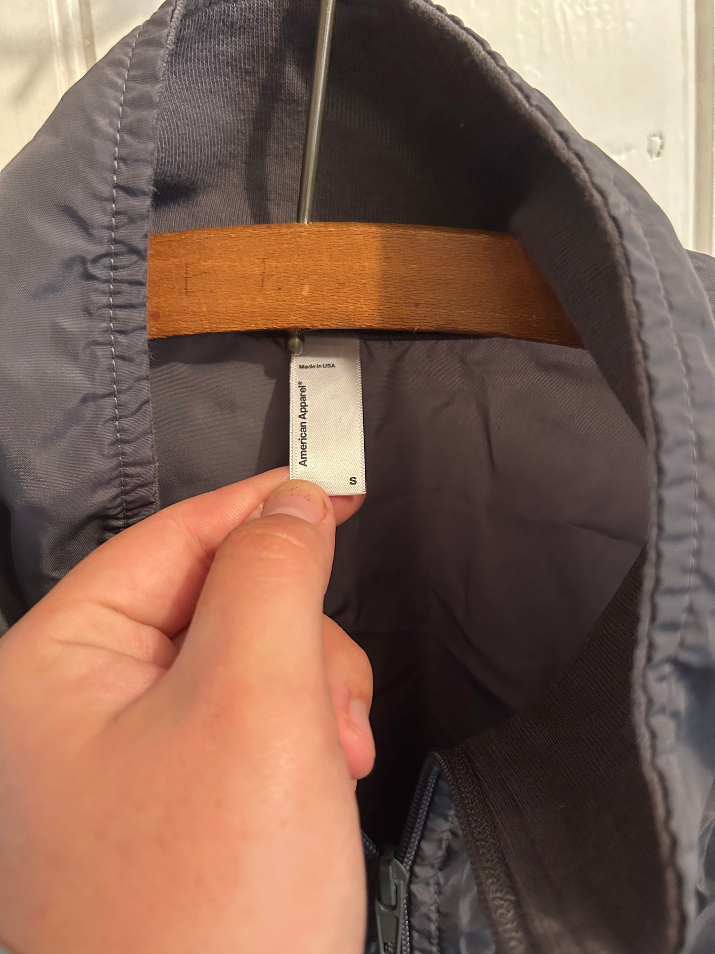American apparel small grey windbreaker jacket