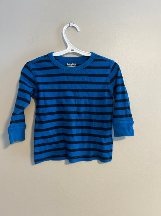 Gap 12/18m blue & black striped long sleeve shirt
