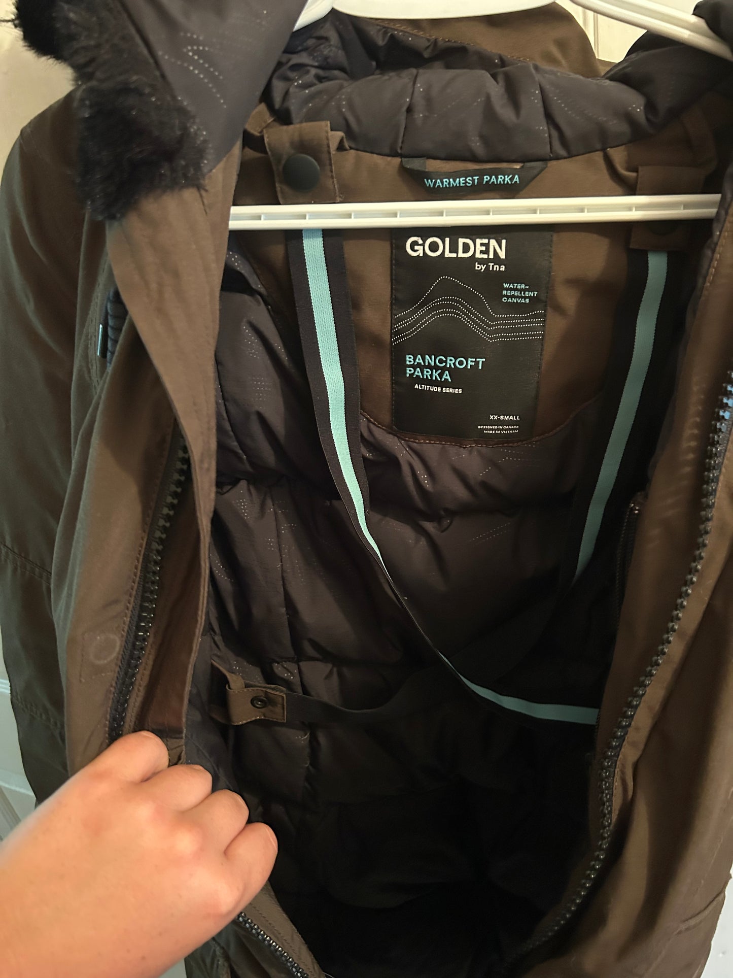 TNA small brown warmest parka winter coat