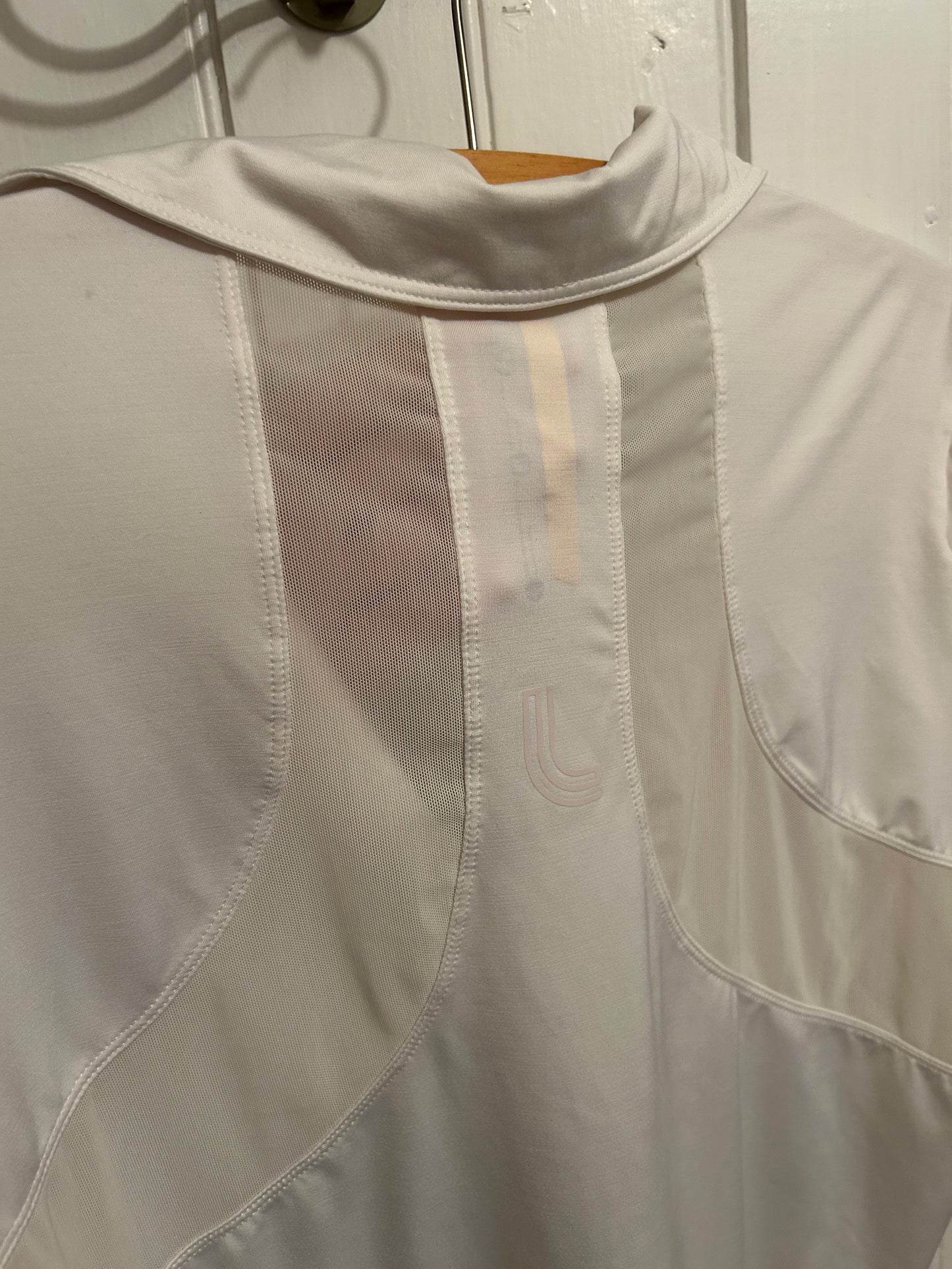 Lole xl white mesh back polo top