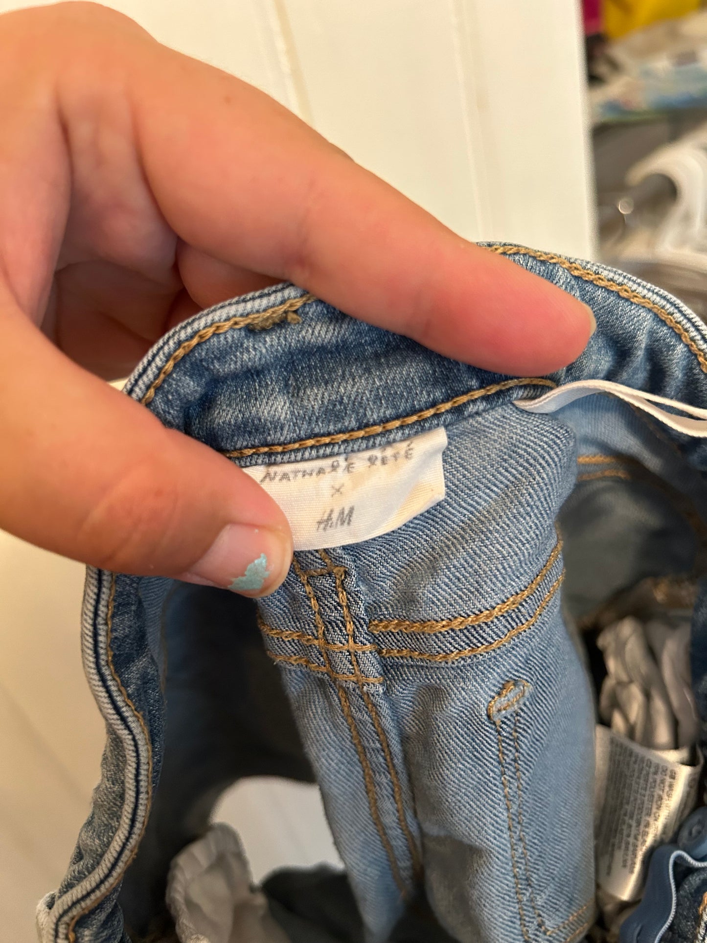 H&M 4/5 floral denim shorts