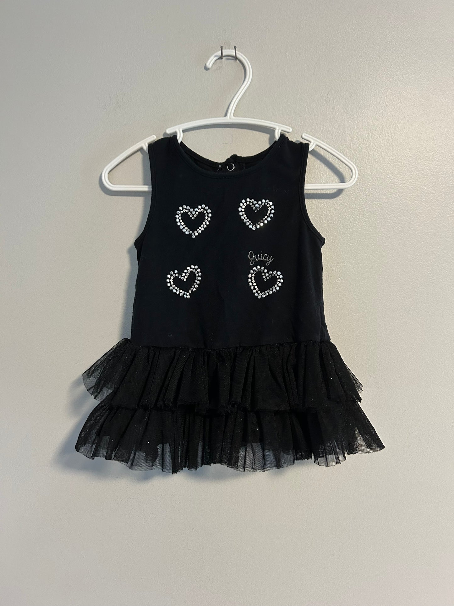 Juicy couture 24m black sequin heart tulle peplum tank top