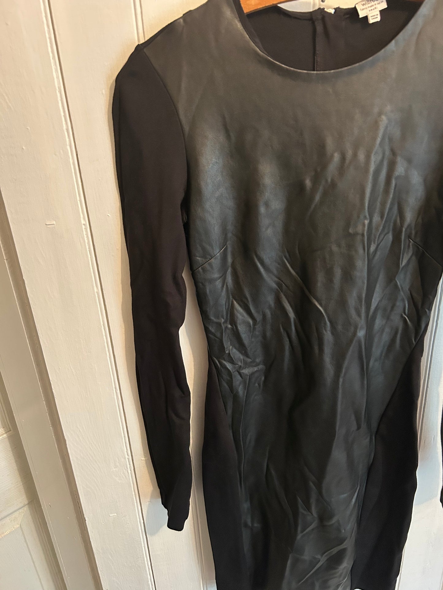 Wilfred Aritzia small black pleather bodycon dress