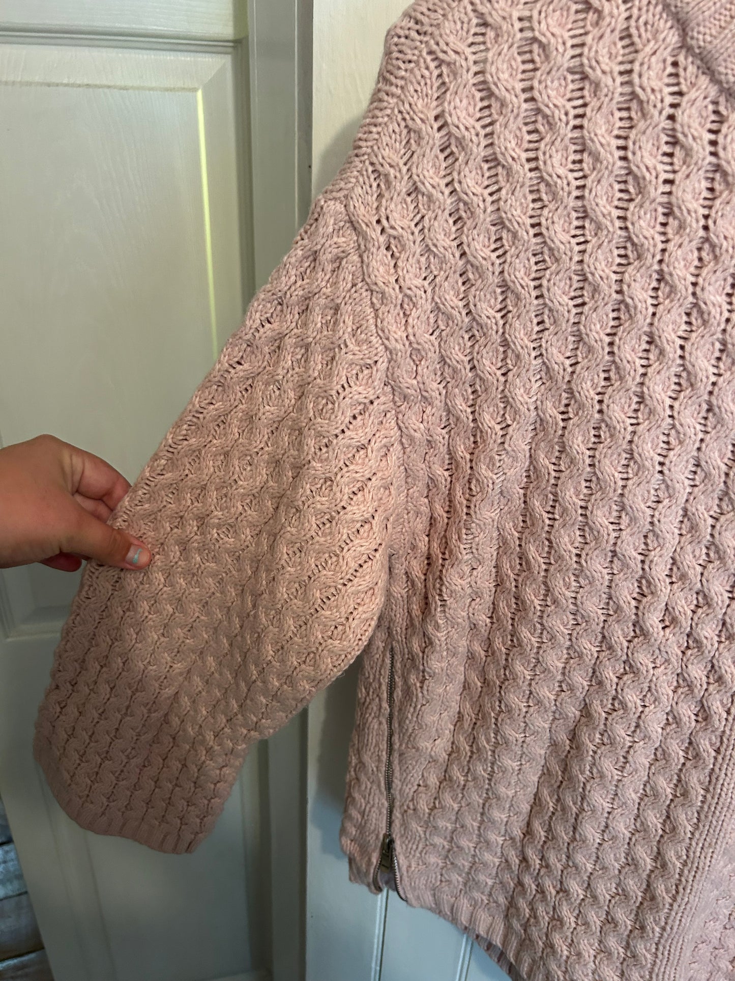 Dex medium pink knit side zipper high neck sweater