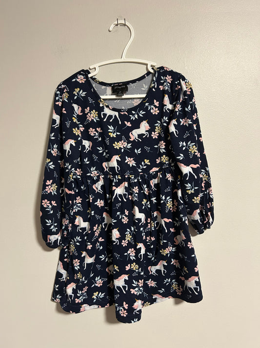 Picapino 4t navy & pink unicorn dress