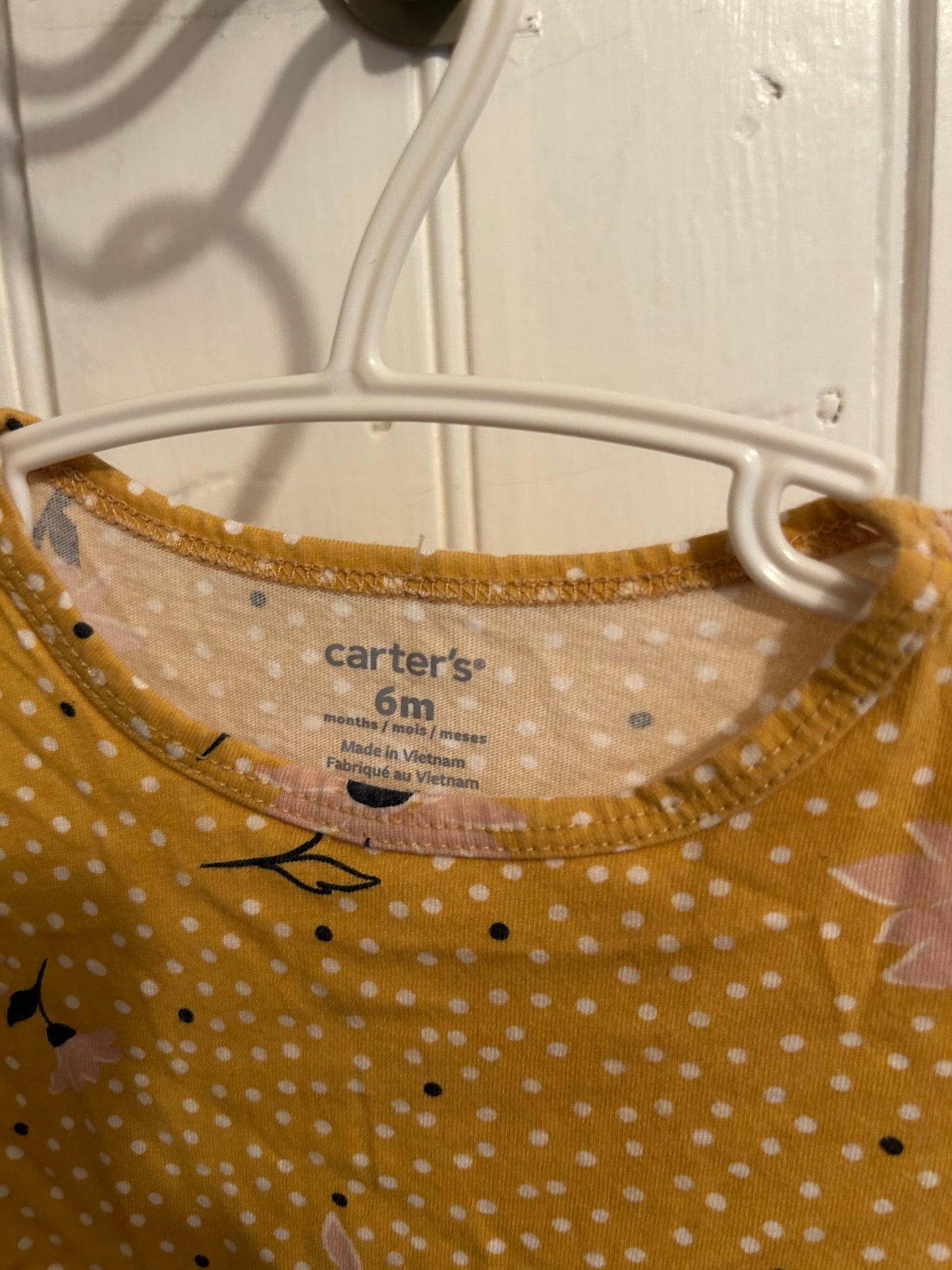 Carters 6m yellow polka dot floral peplum top