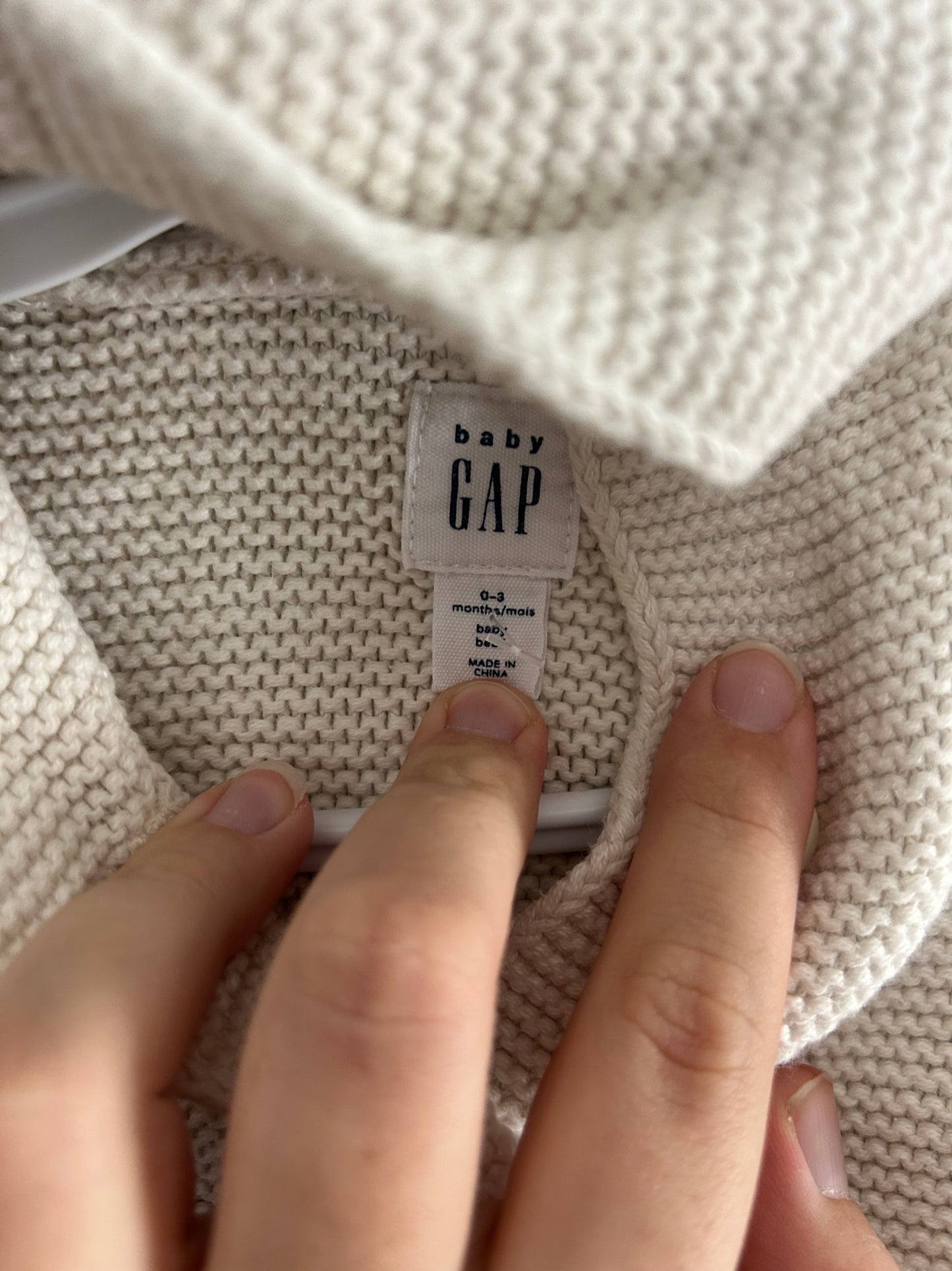 Gap 0/6m white unicorn knit hooded cardigan