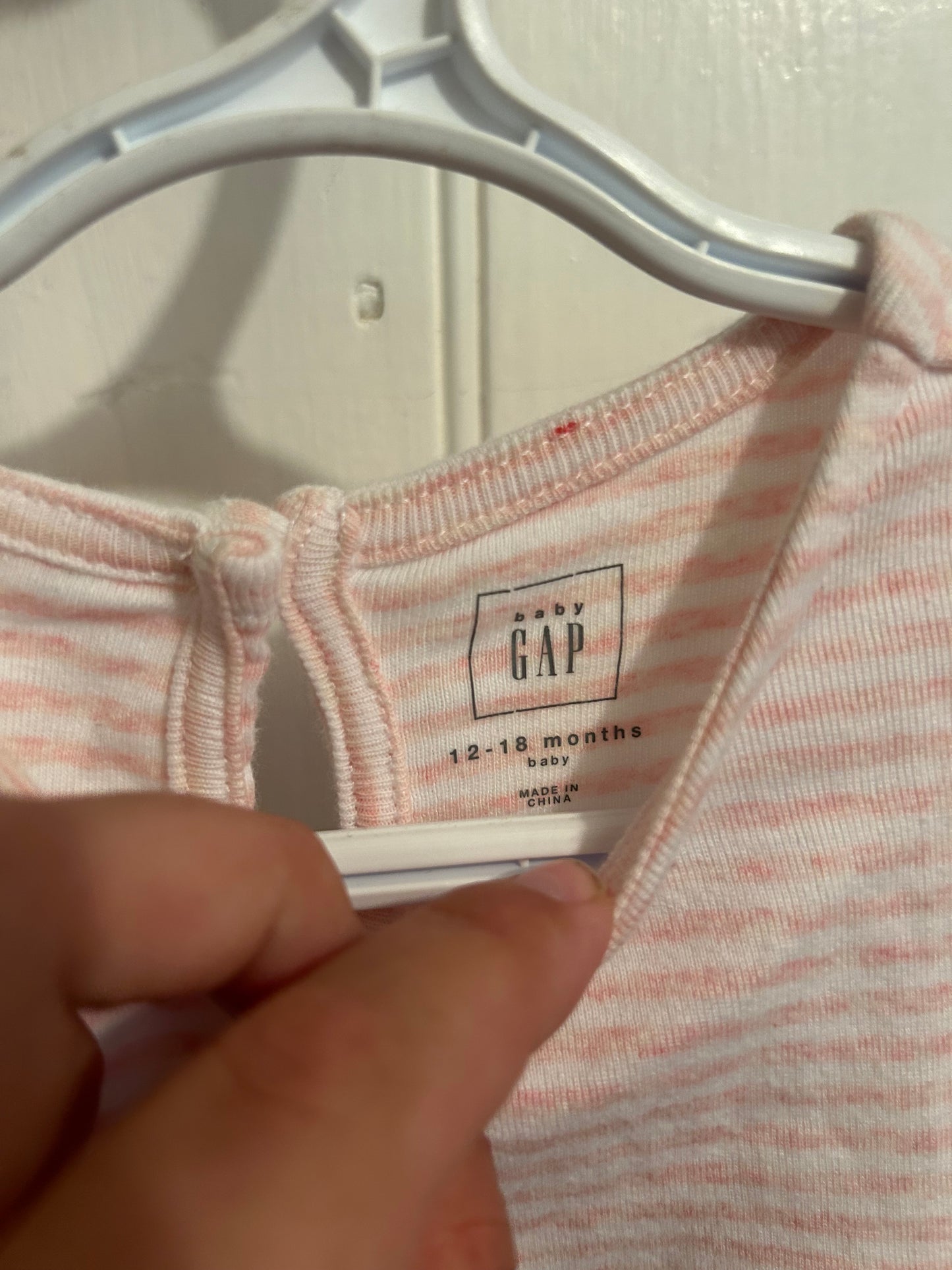 Gap 12/18m pink striped floral romper