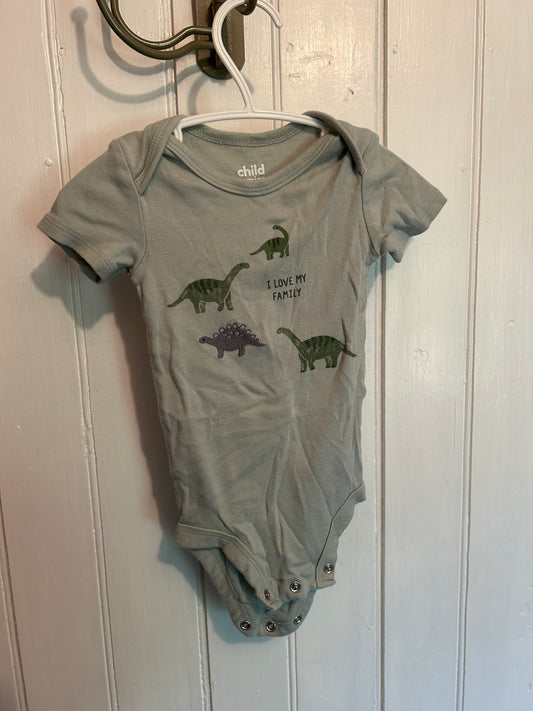 Carters 6/9m green family Dino onesie