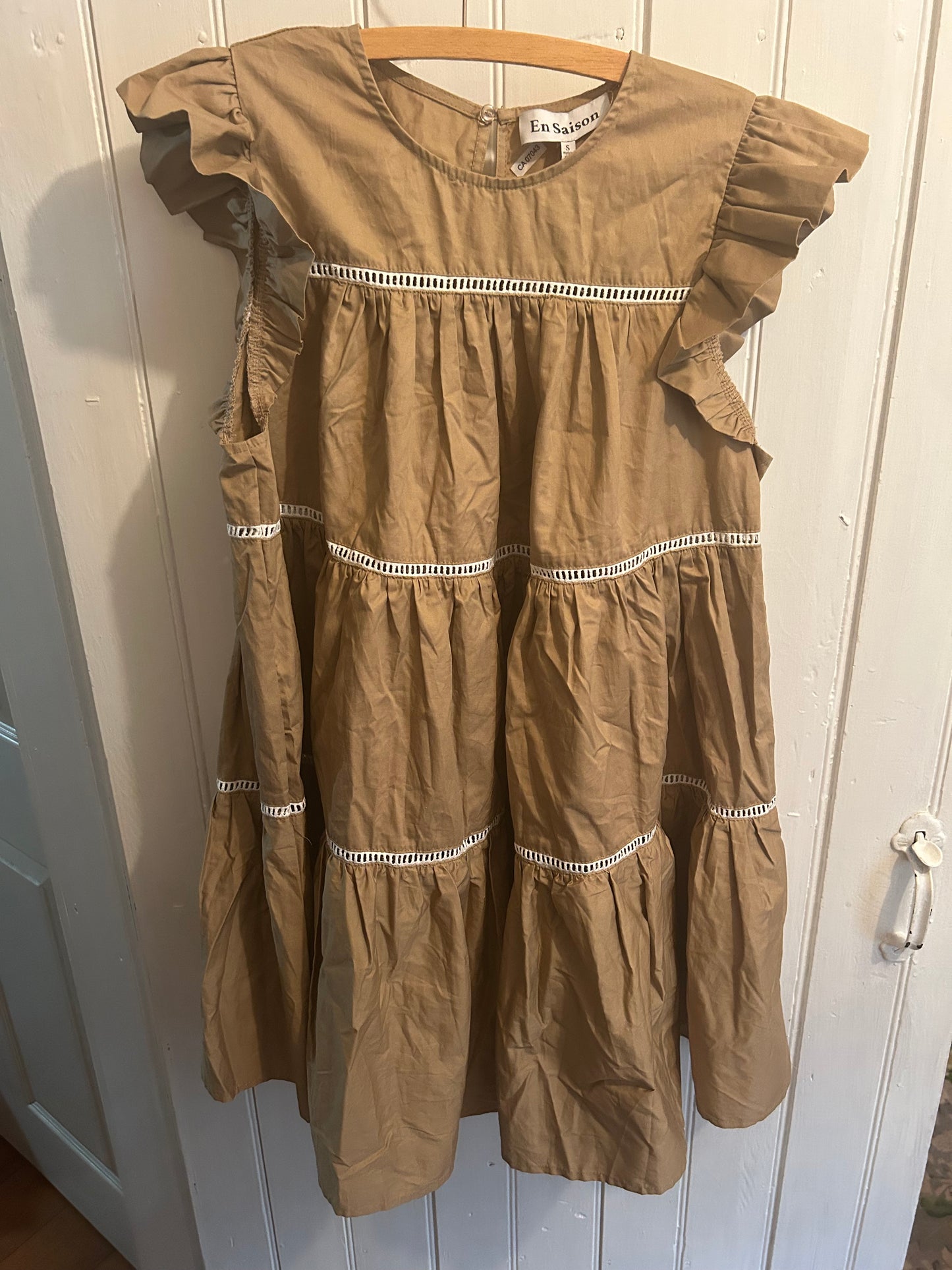 En Saison small tan babydoll mini dress