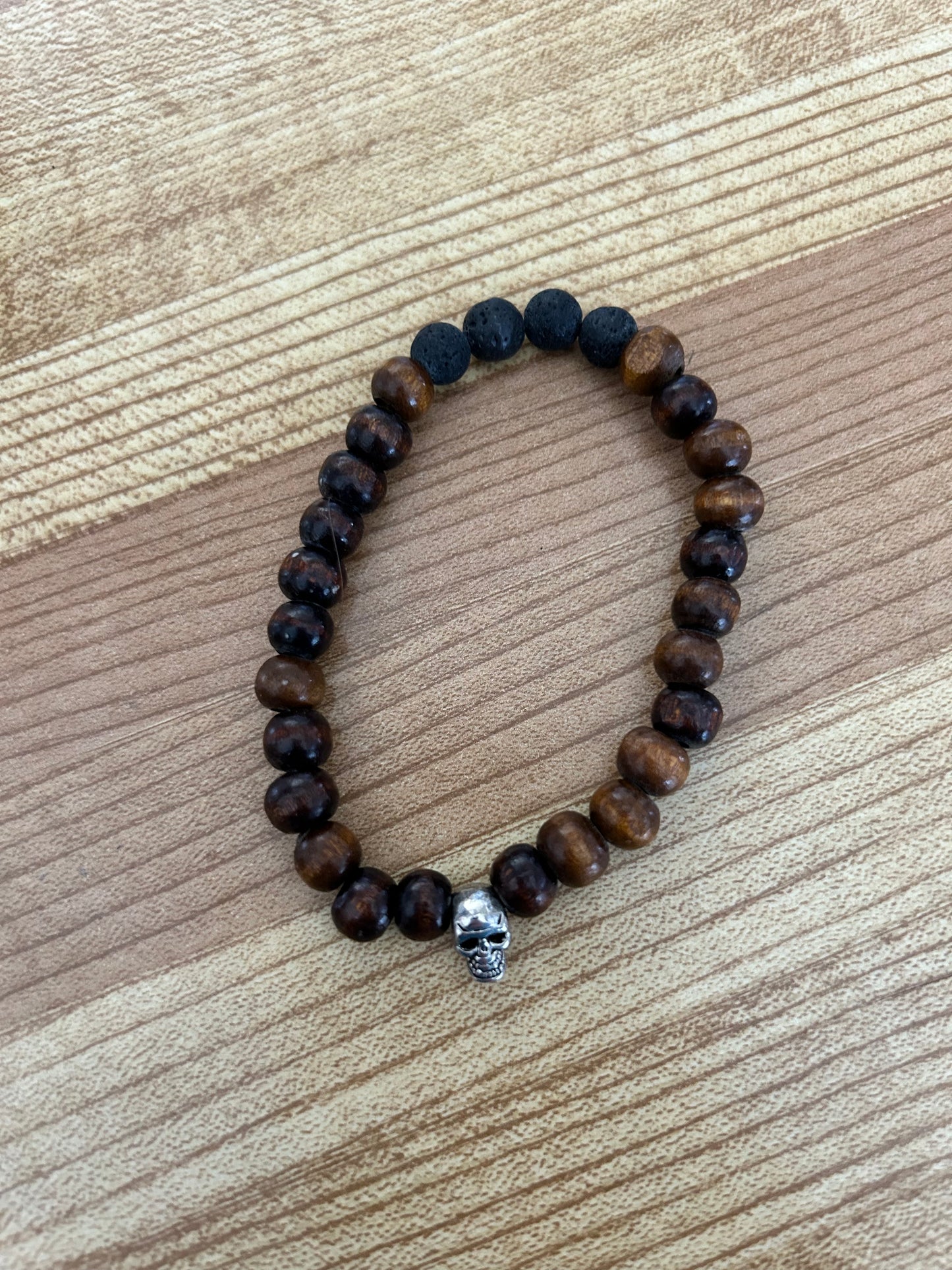 Brown skull beaded bracelet