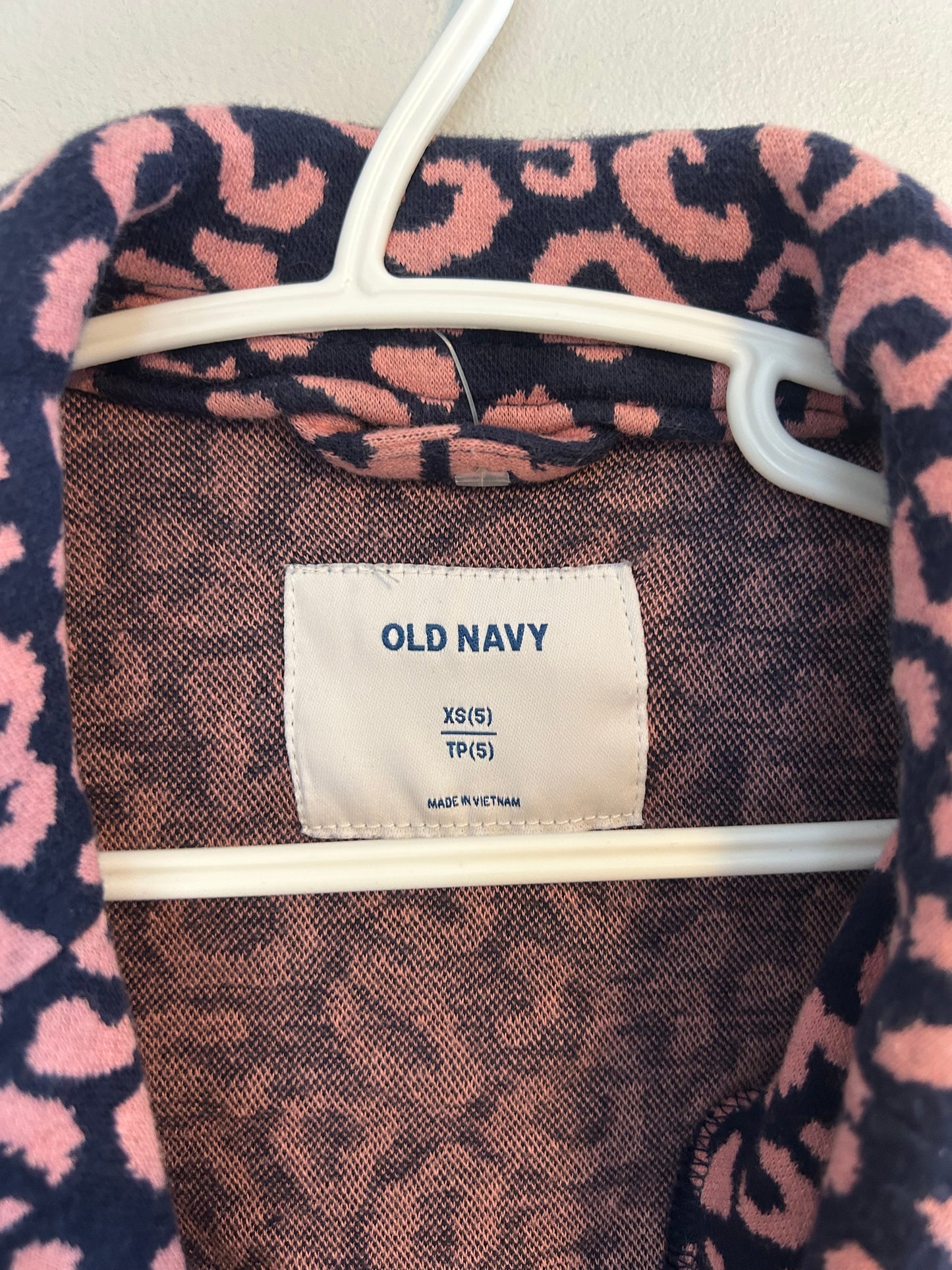 Old navy youth 5 pink & navy blue cheetah blazer
