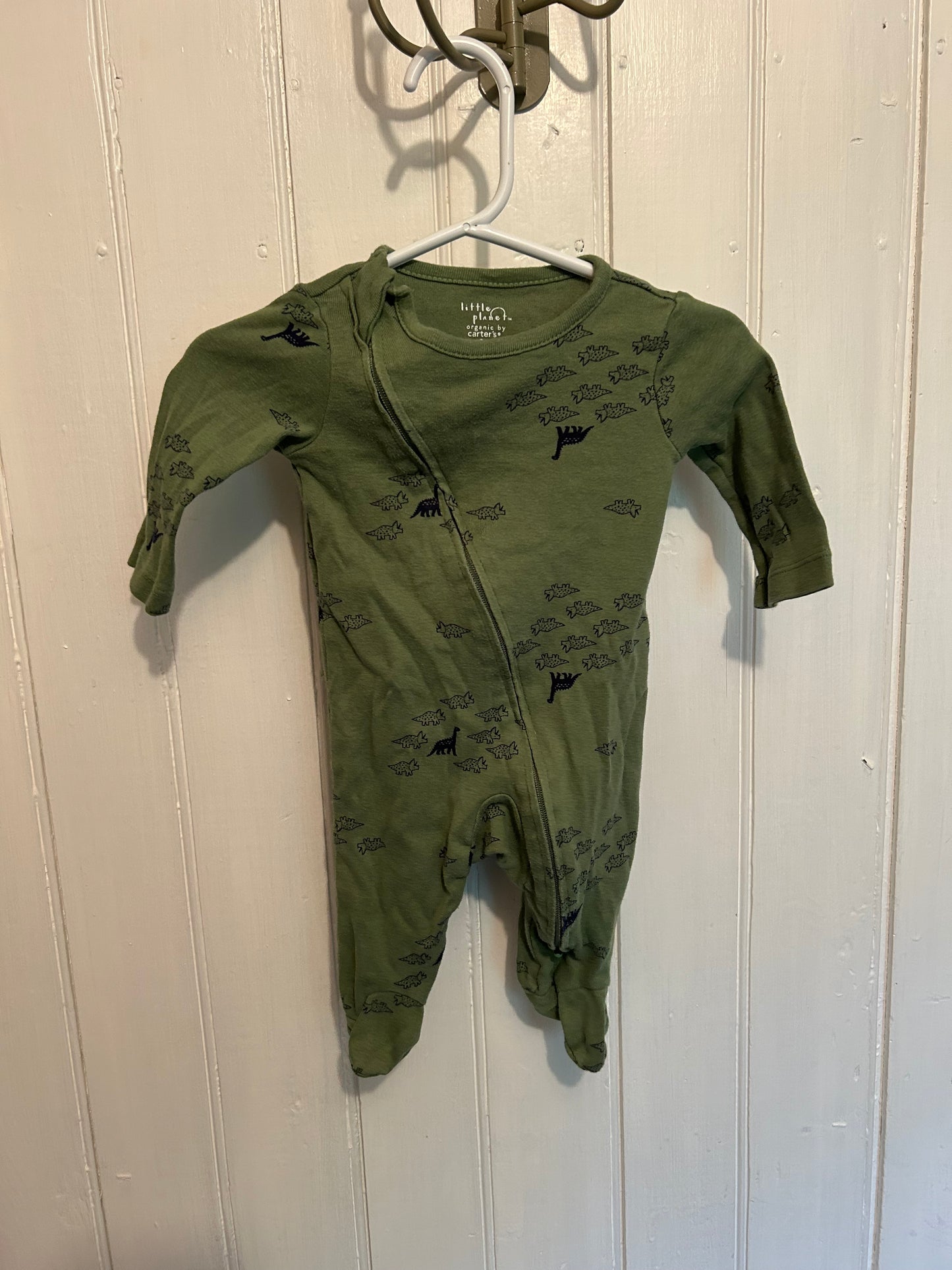 Little planet carters 3m green Dino zip up sleeper