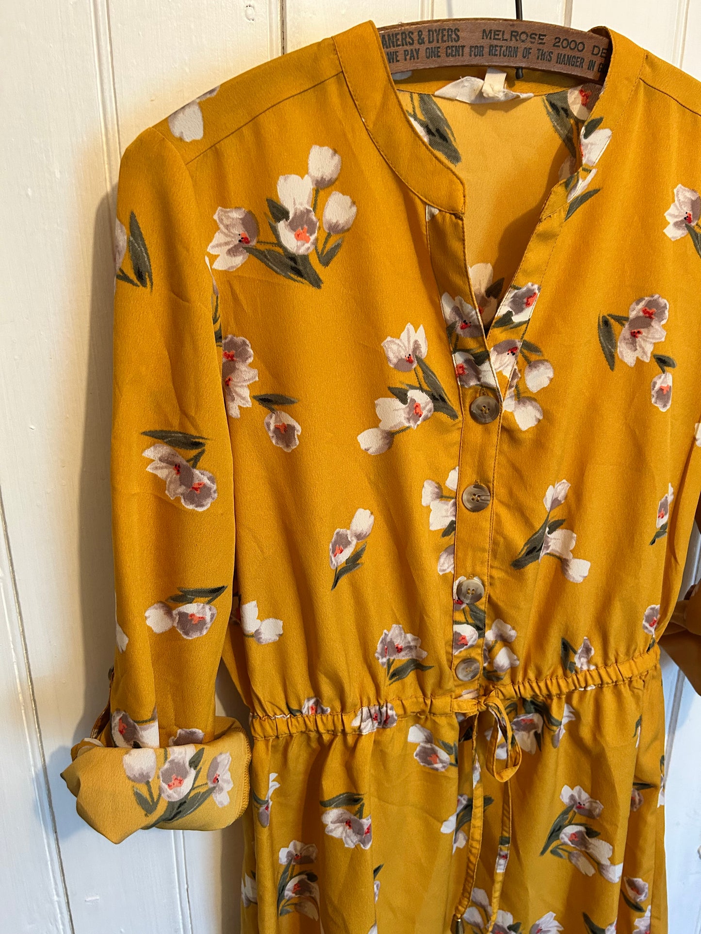 Mint of blush small yellow floral button down dress