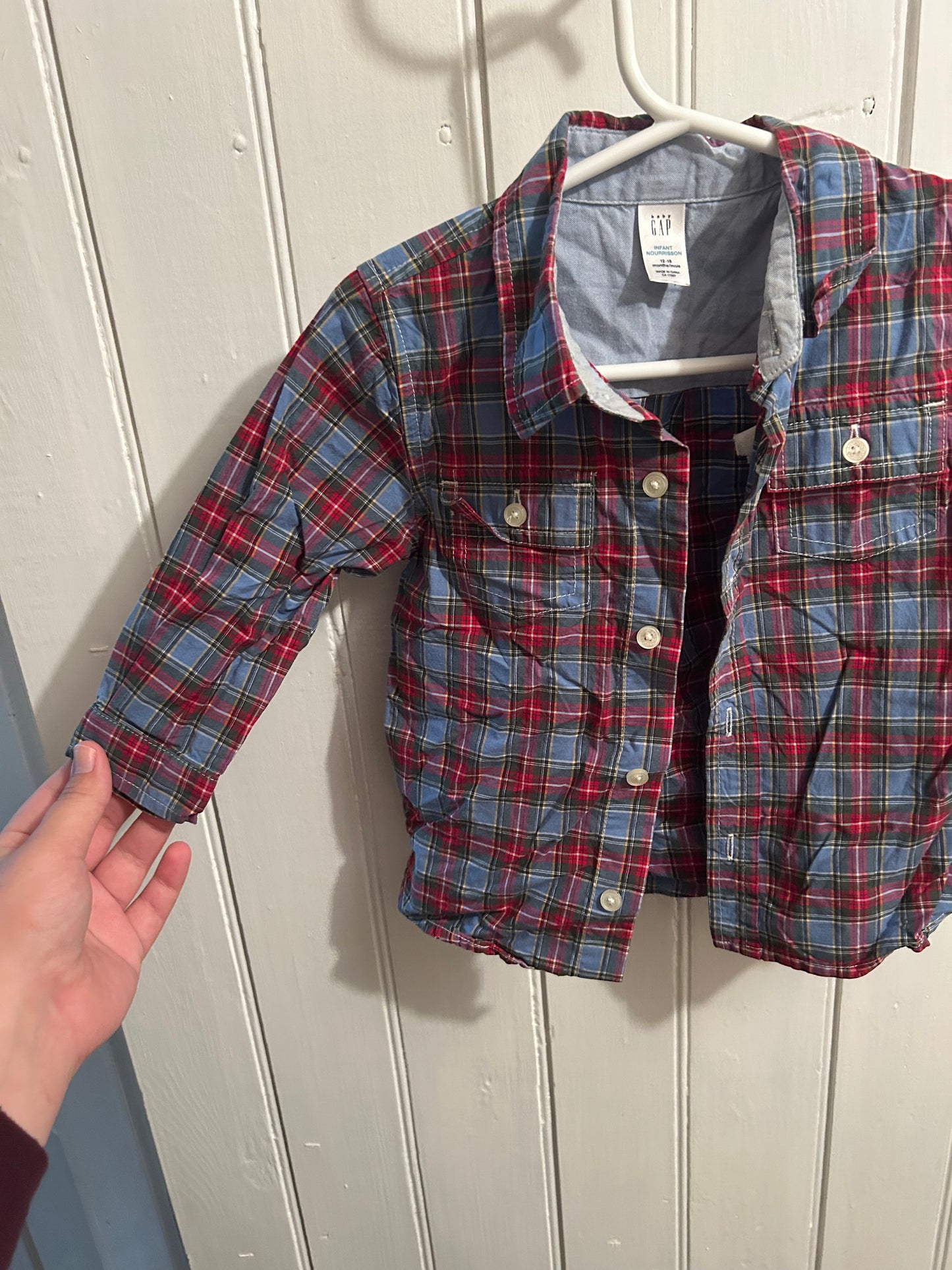 Gap 12/18m blue & red flannel