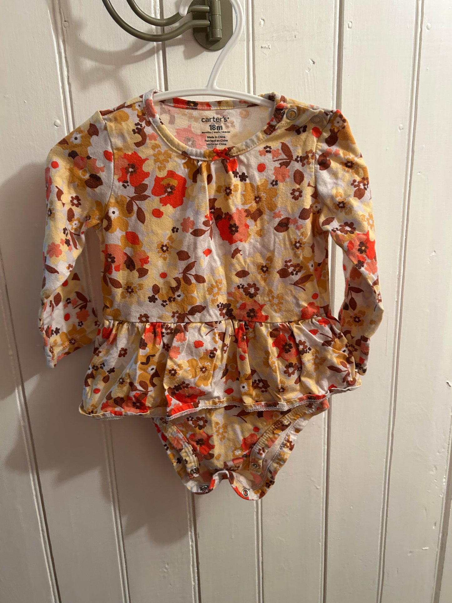 Carters 18m yellow floral skirted onesie