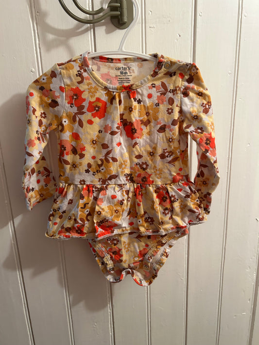 Carters 18m yellow floral skirted onesie