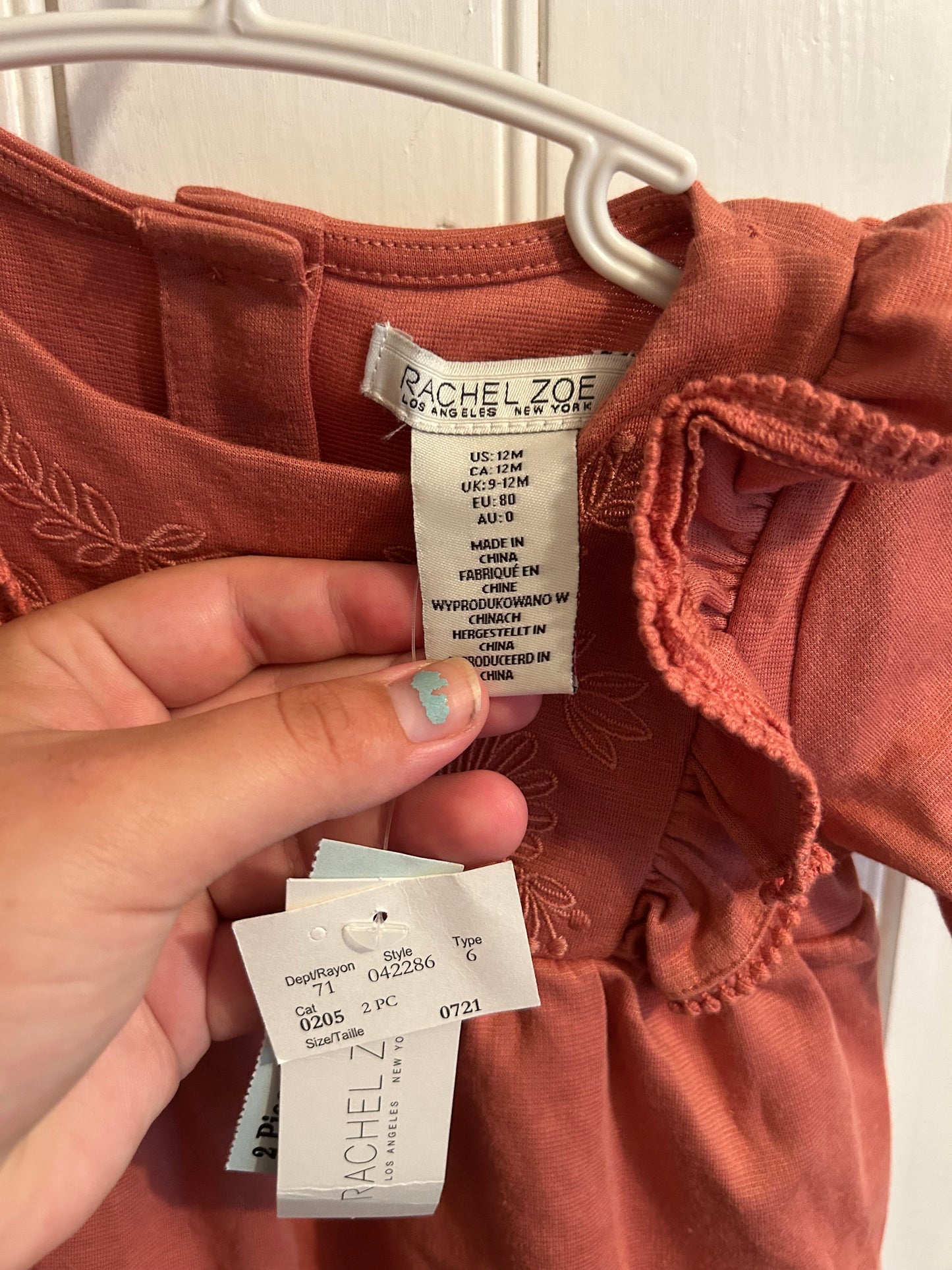 NEW Rachel & Zoe 12m peach ruffle floral blouse