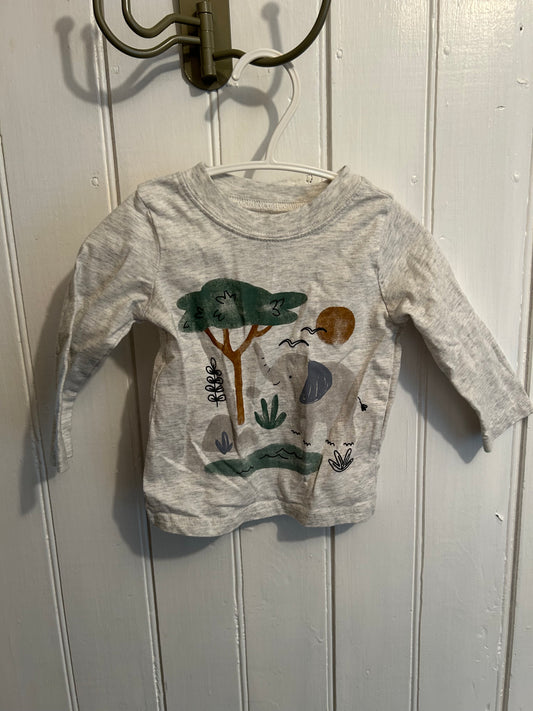 Carters 6/9m grey elephant long sleeve top