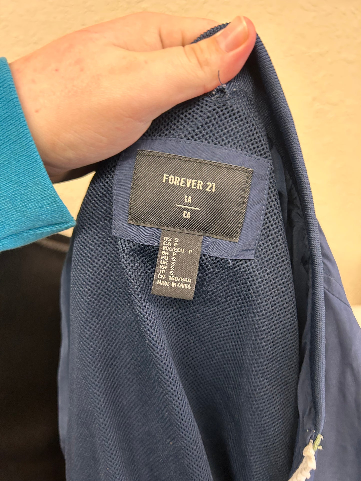 Forever 21 small navy cropped windbreaker jacket