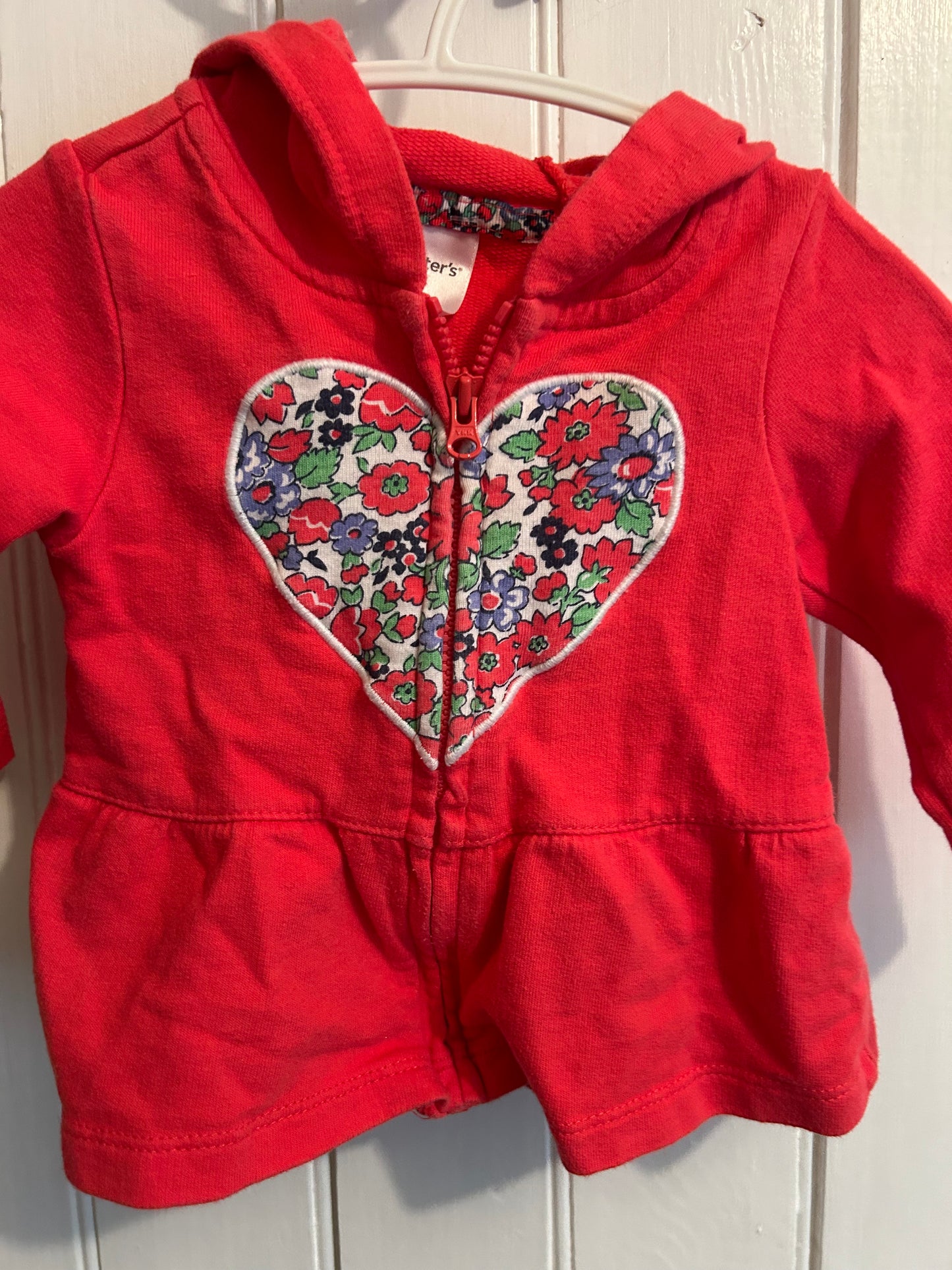 Carters 6m pink floral heart hoodie