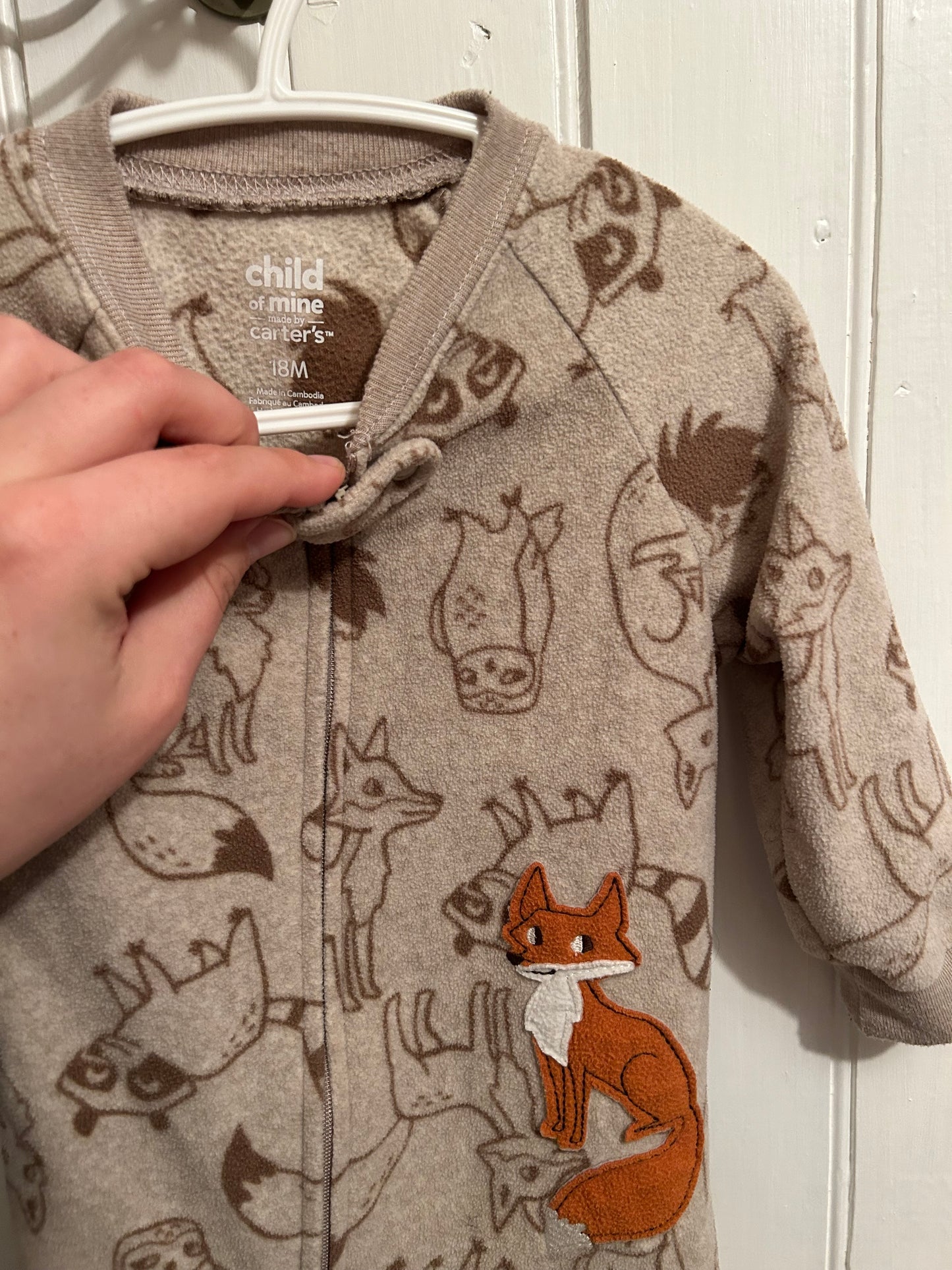 Carters 18m brown woodland fleece sleeper