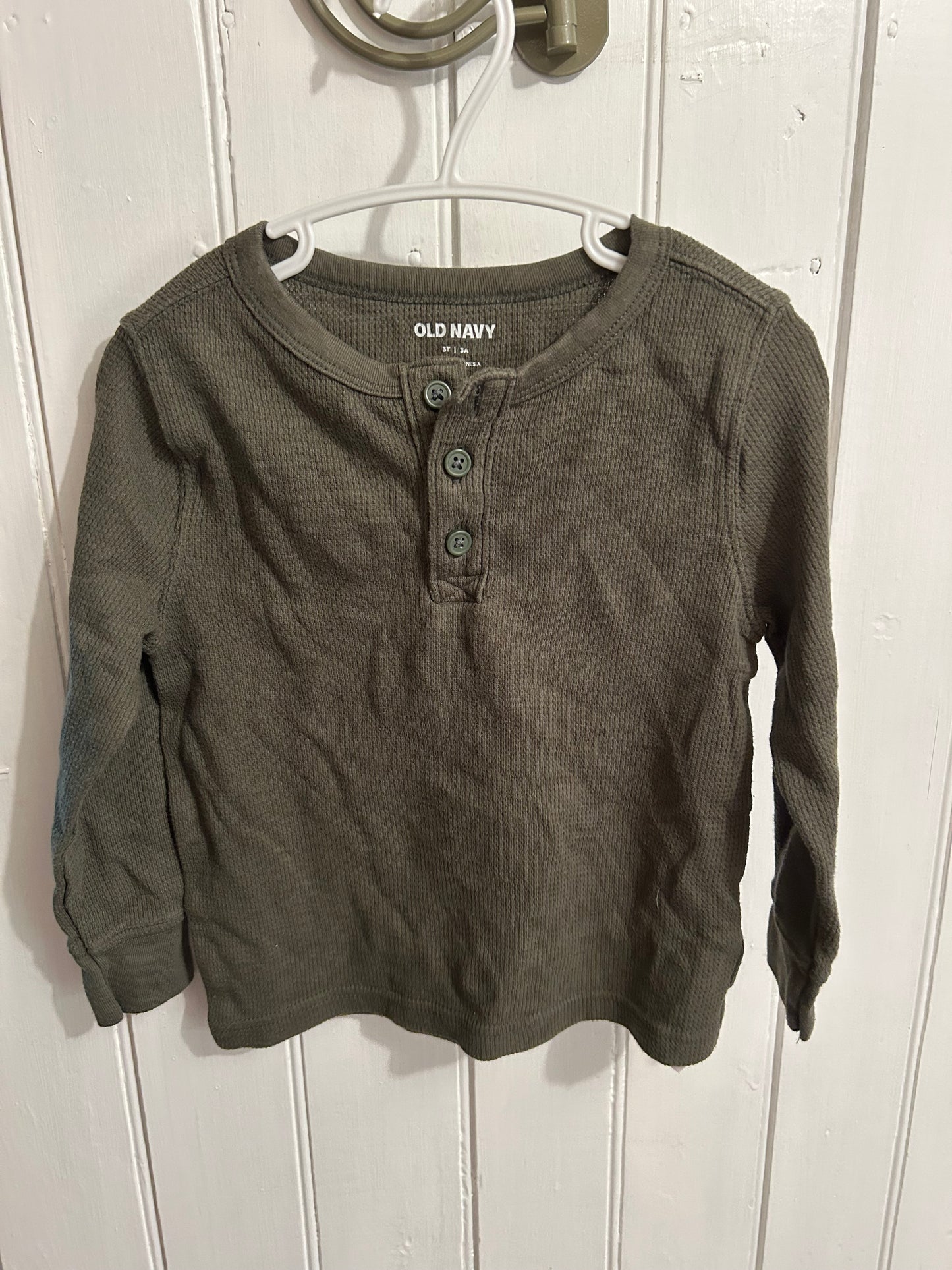 Old navy 3t olive green waffle knit top