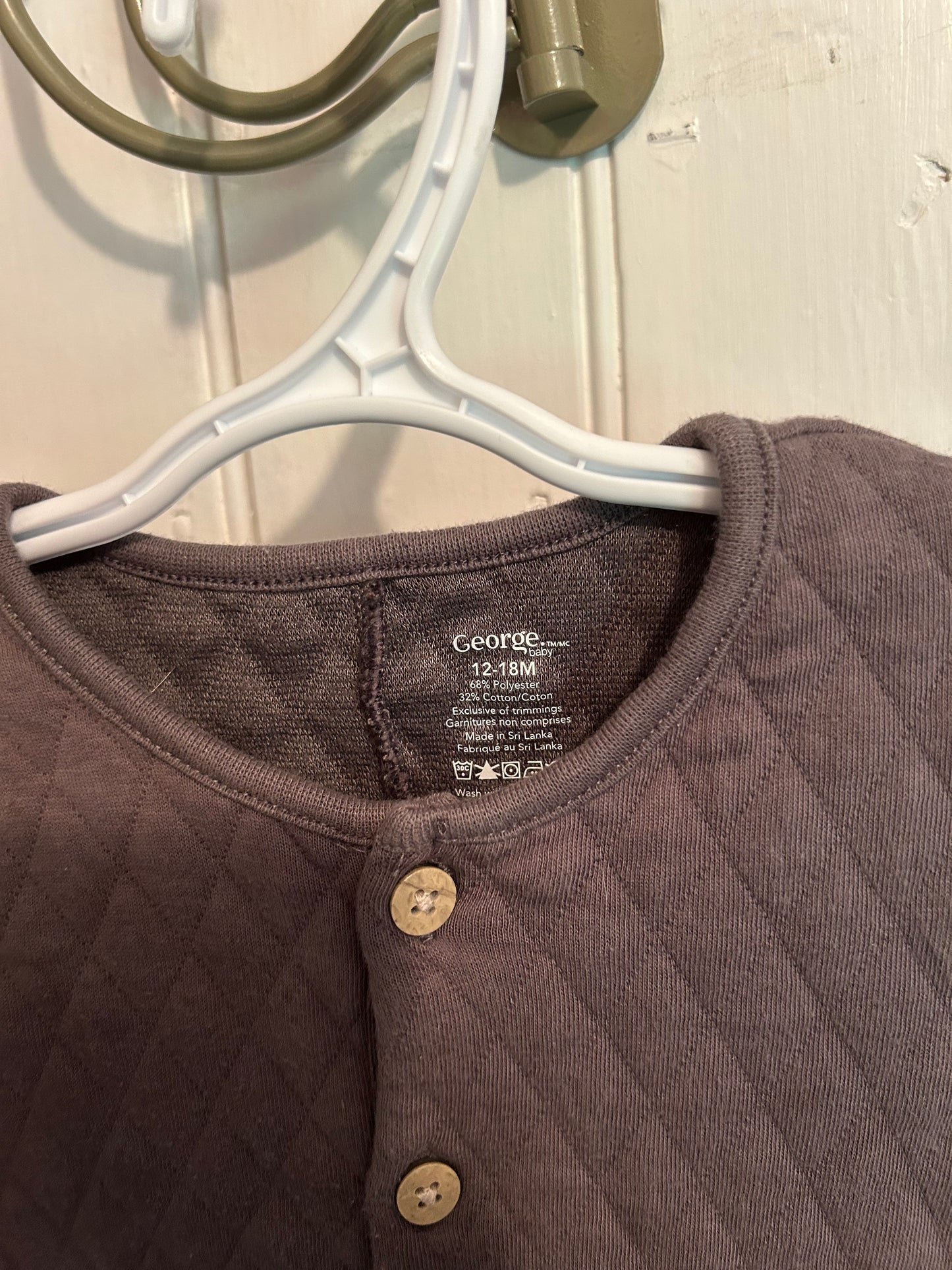 George 12/18m grey quilted romper