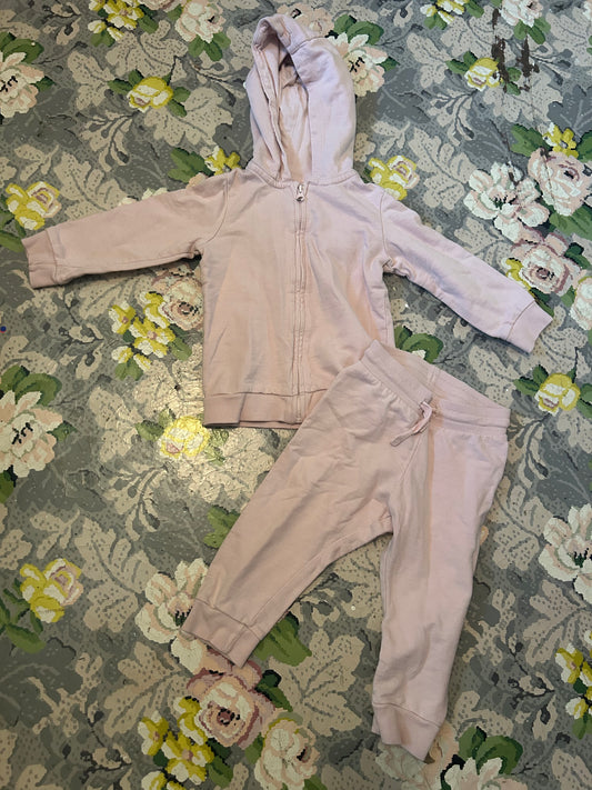 H&M 9/12m pale pink lounge set