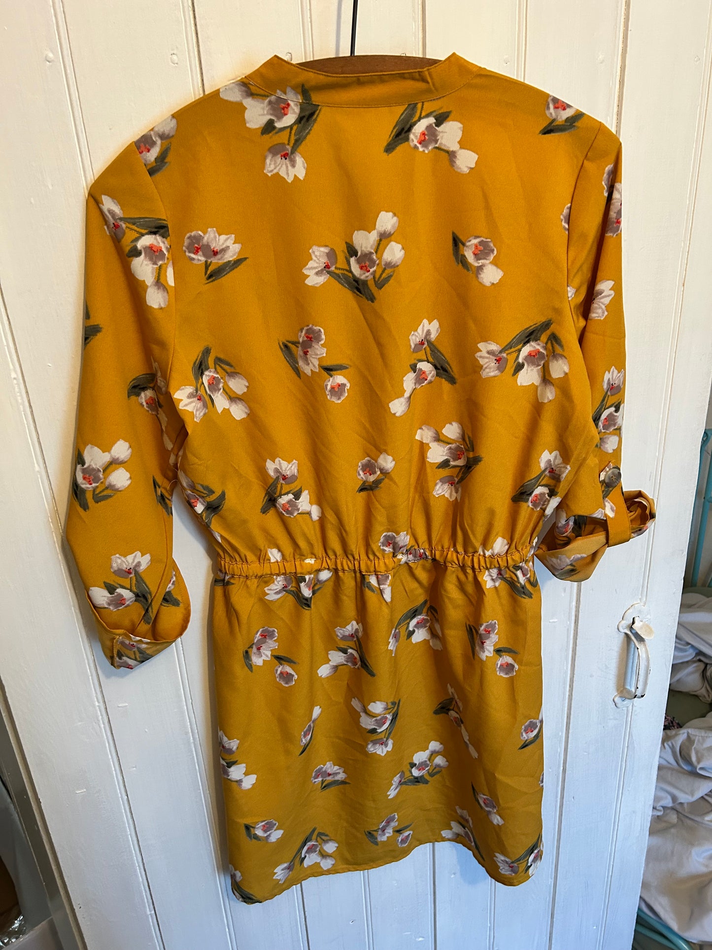 Mint of blush small yellow floral button down dress