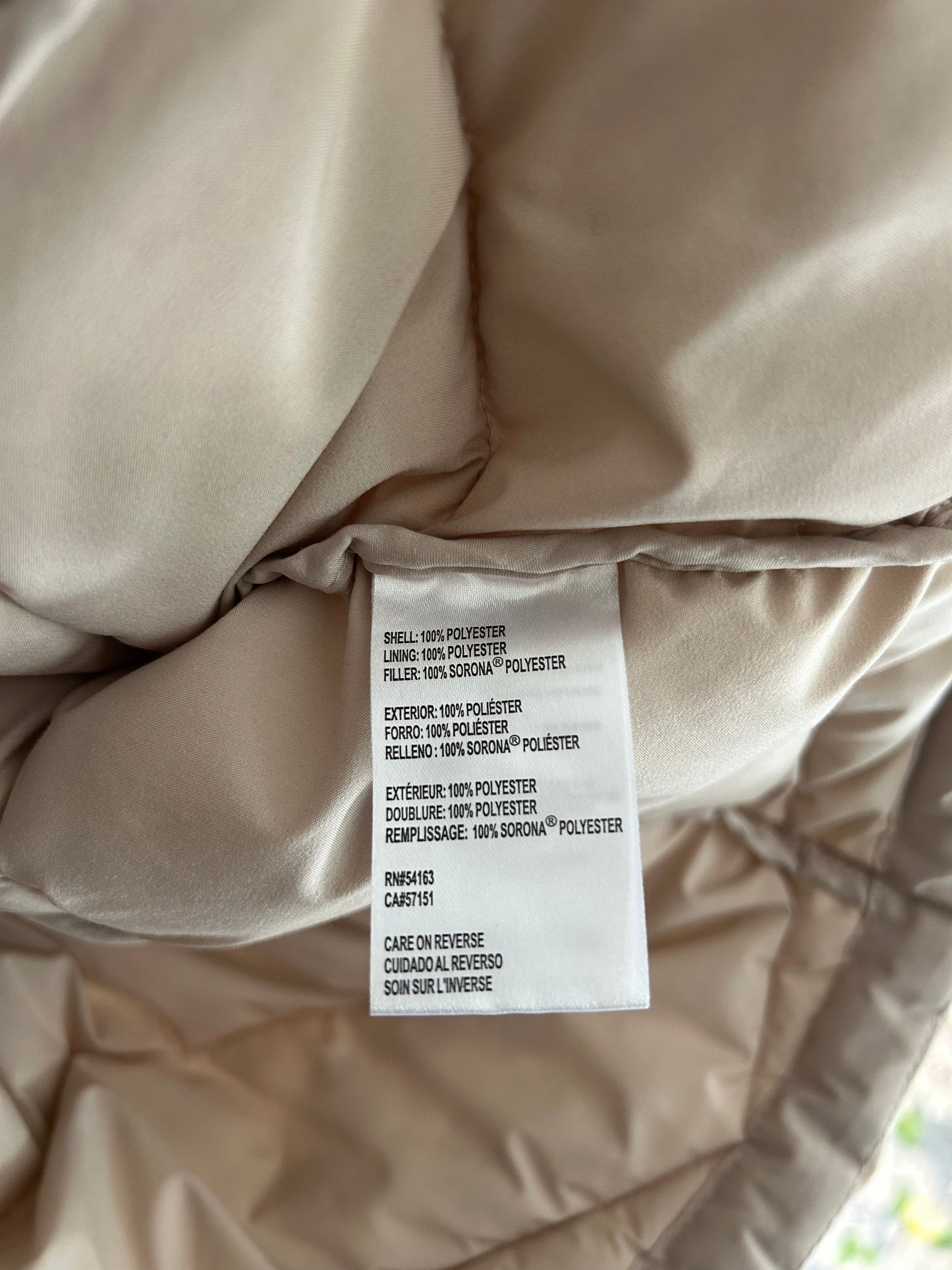 Calvin Klein xl tan puffer winter jacket