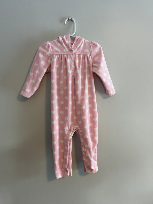 George 18/24m pink heart fleece sweater romper