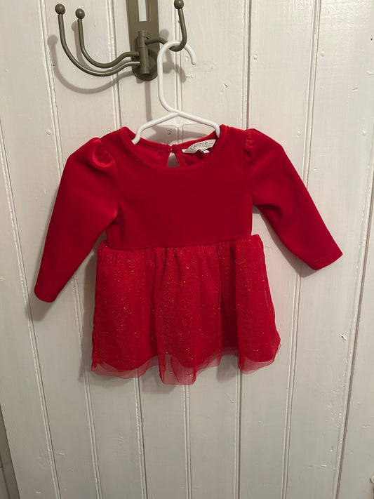 George 3/6m red velvet tulle dress