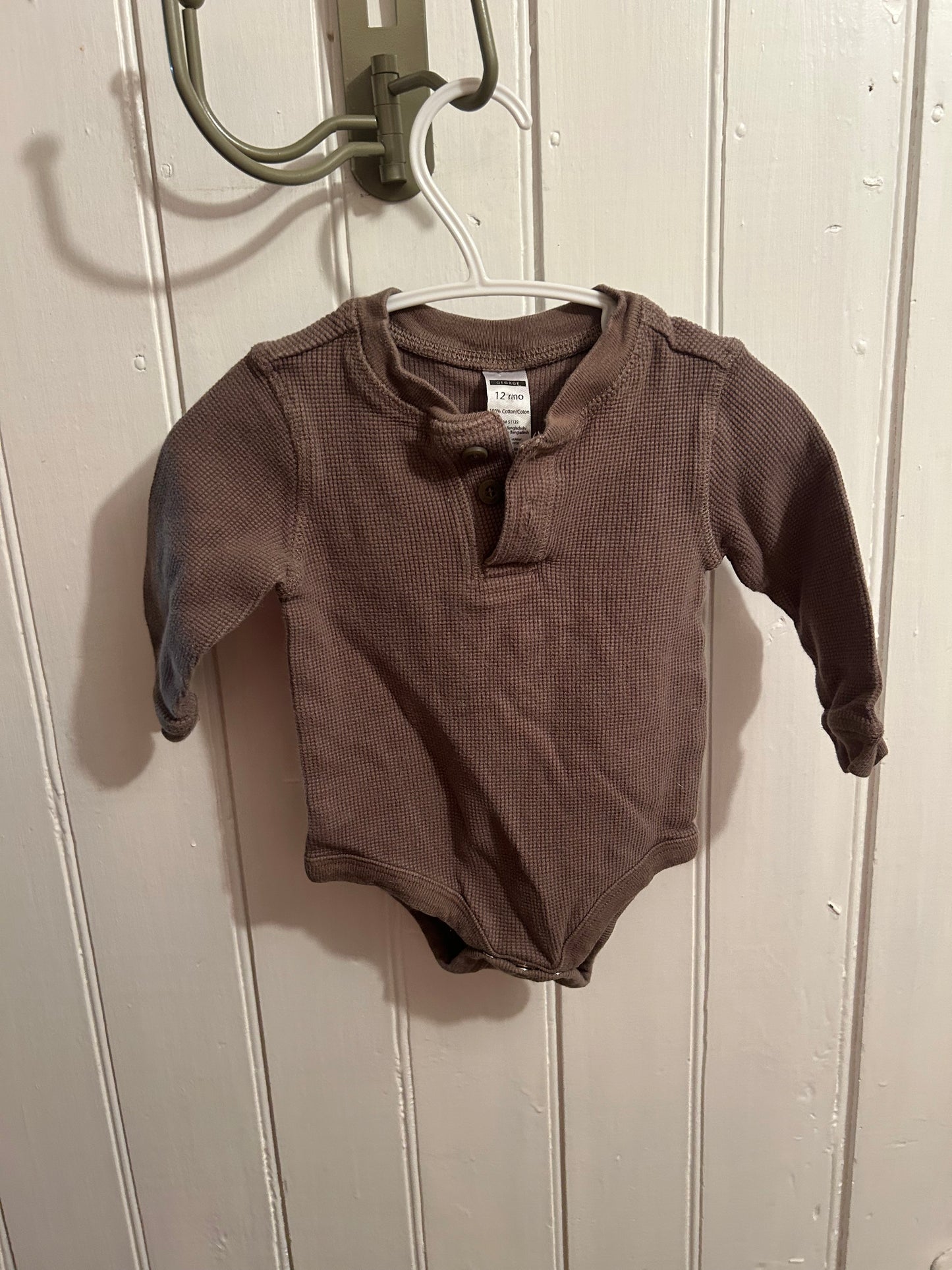 George 12m brown waffle knit onesie