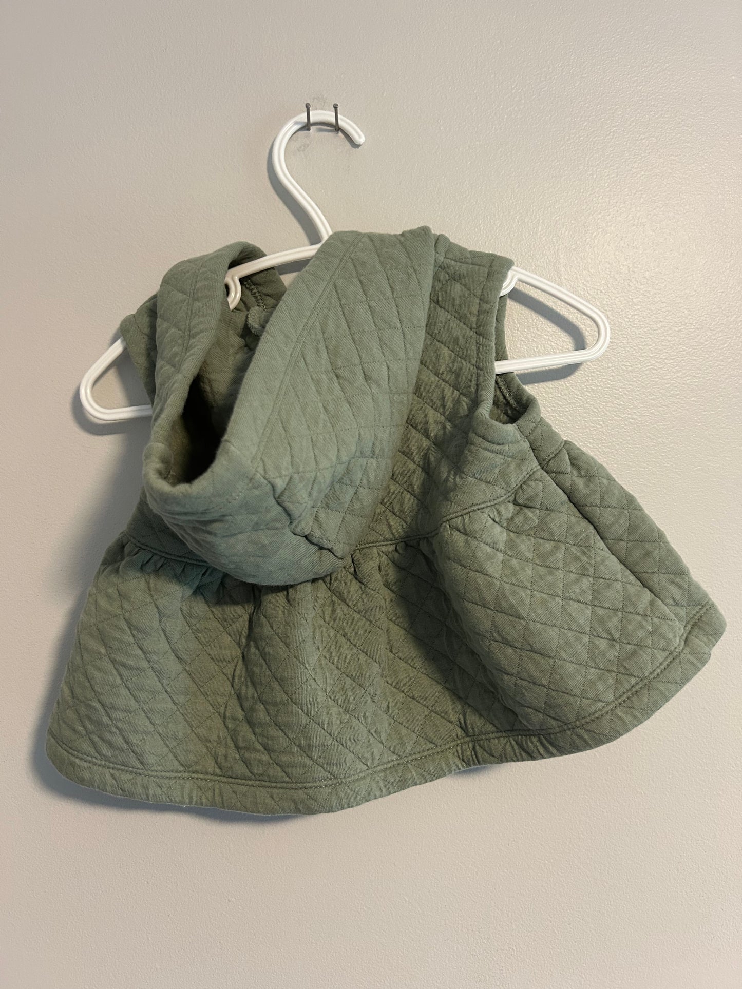 Carters 3/6m green quilted peplum zip up vest