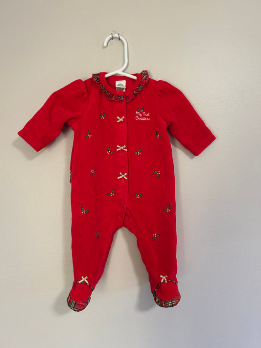Little me 3m red first Christmas fleece sleeper