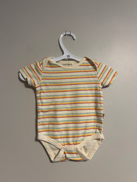 Rabbit & bear 3/6m striped onesie