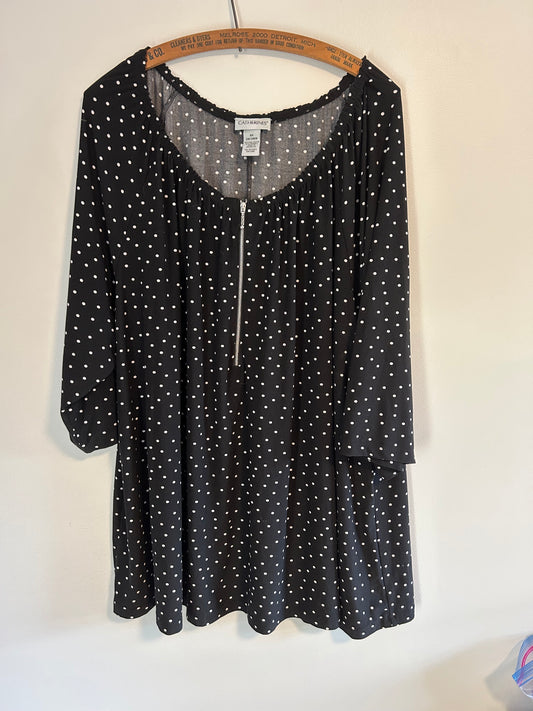 Catherine’s 3x black n & white polka dot blouse