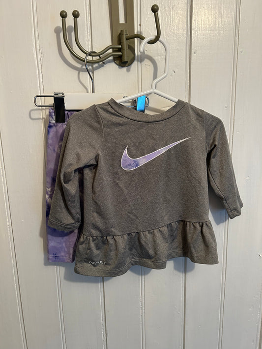 Nike 6m grey & purple athletic peplum set