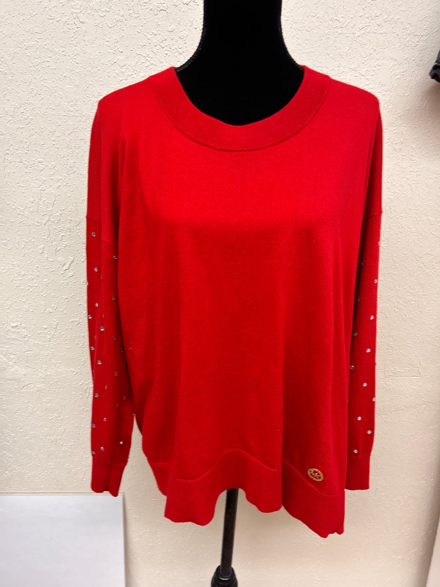 NEW Michael Kors 1x red sequin sweater