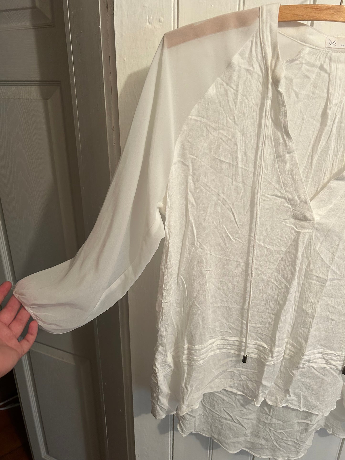 Gentle fawn xs white sheer linen tunic