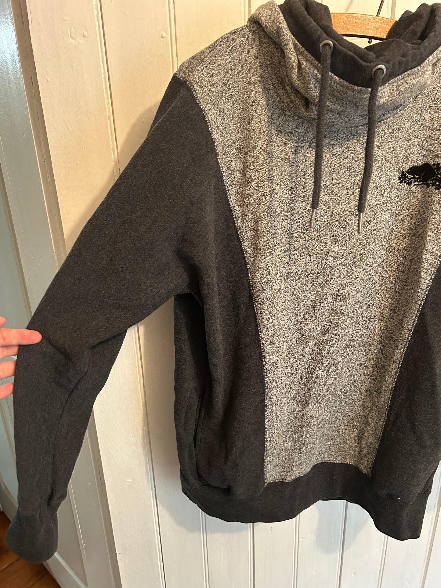 Roots medium grey & black cowl neck hoodie